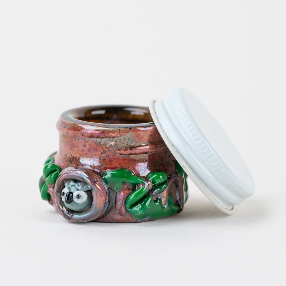 Hootie’s Forest glass terp jar with detailed lampwork and nature inspired design