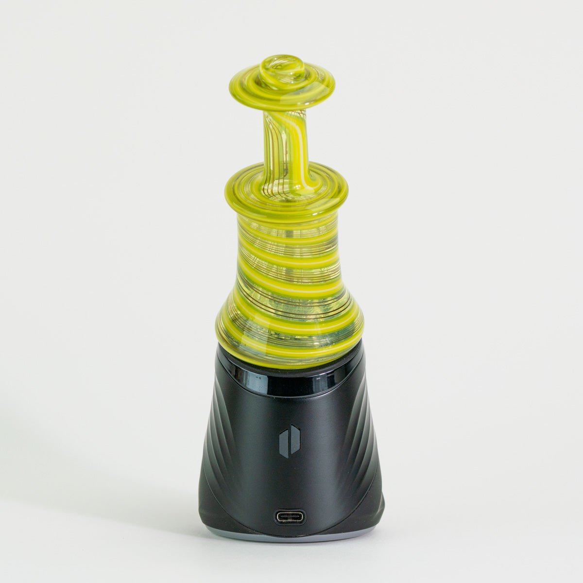 Glass green lime swirl design attachment on Puffco device