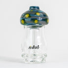 Glass smoking accessory with a colorful top and 'idab' branding on a white background