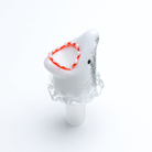 Shark glass bowl piece with speckled gray detailing and red mouth