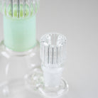 Close-up of the clear ribbed glass bowl on the Empire Glassworks Classics Julep Beaker with soft mint-green neck accents