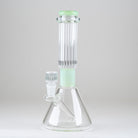 Side view of the Julep Signature Beaker Bong showcasing its mint-green comfort rim, ribbed neck, and integrated glass downstem