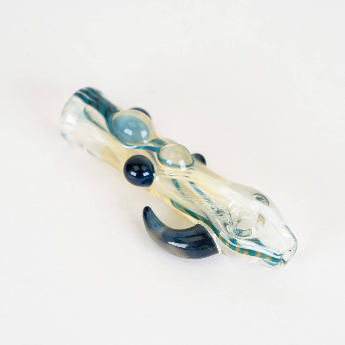 Side view showing the sculpted glass accents on the Marine Life Chillum
