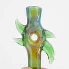 One of one Home Blown Glass Orus Egyptian Green chillum hand crafted glass art
