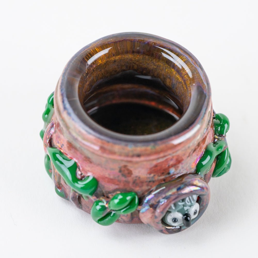 Owl themed forest concentrate jar made for storing wax, rosin, and sauce