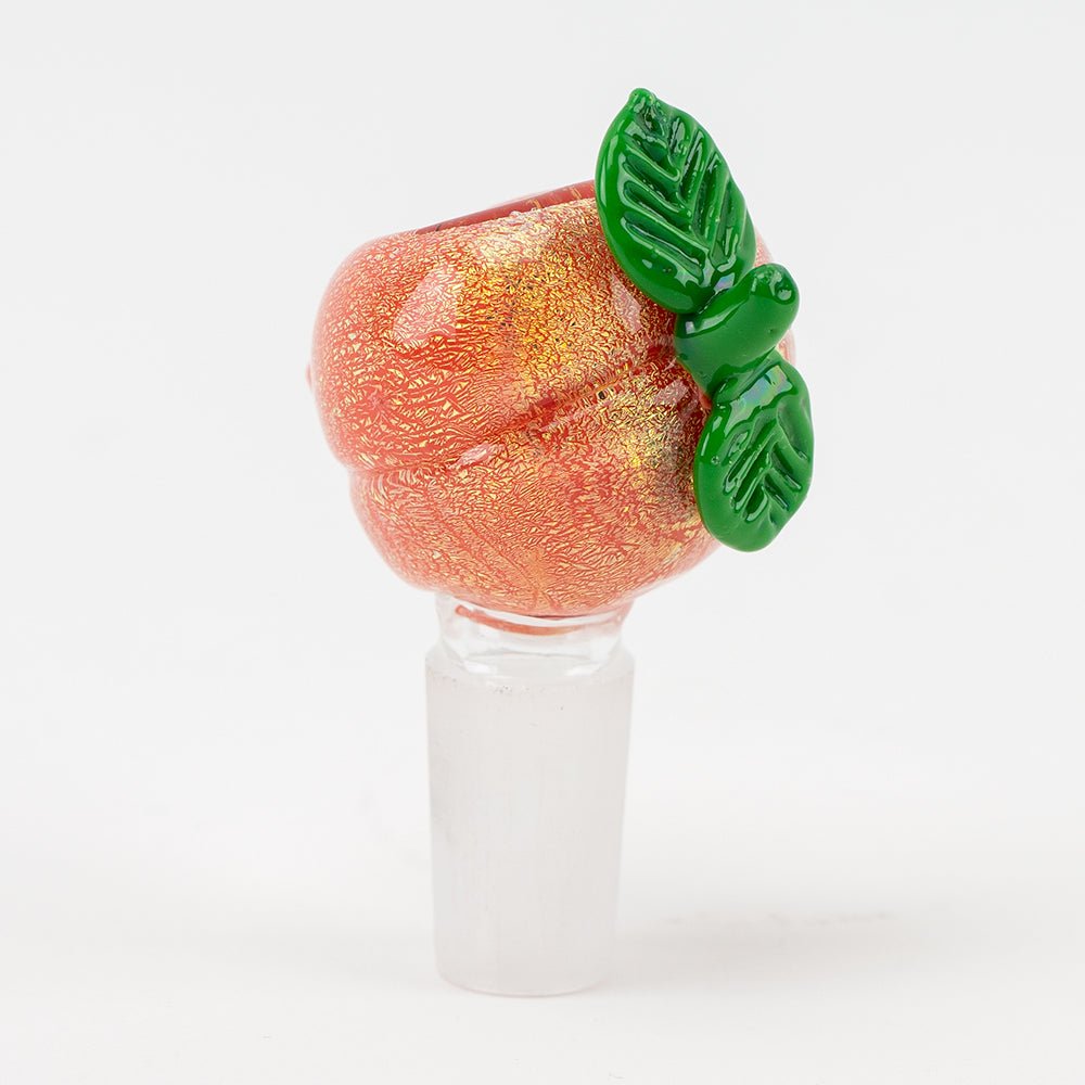 Peachy flower bowl piece made for compatible dry herb water pipe setups