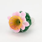 Sculpted peyote cactus glass bowl featuring a rounded green botanical design