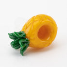 Pineapple glass bowl piece with tropical yellow color and sculpted green crown