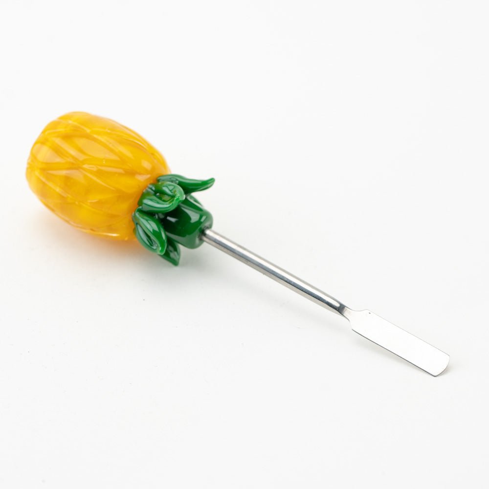 Pineapple glass dabber tool with green crown detail and textured fruit design