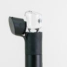 Clear glass side piece attachment installed on pivot