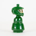Green Spartan-inspired Puffco Peak Pro glass attachment with gold helmet detail