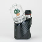 Back view of the Puffco Peak Pro glass dry top with a green mushroom design inside clear glass