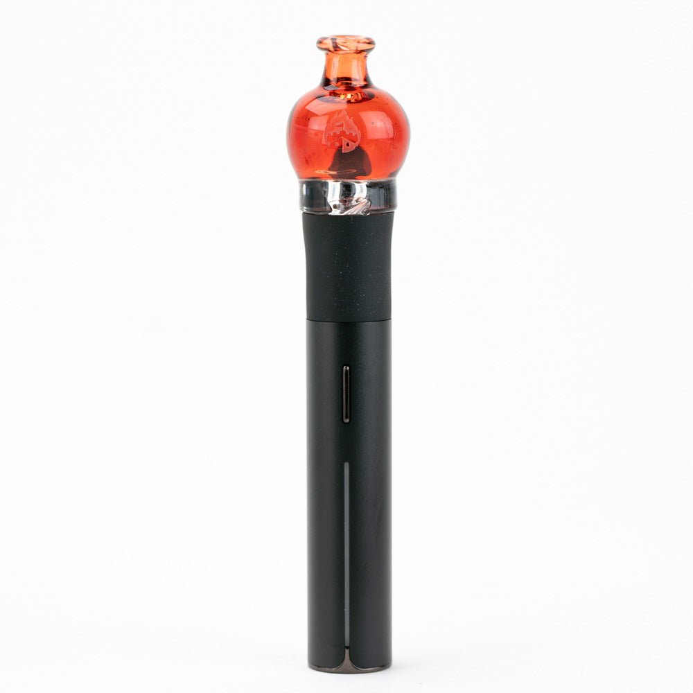 Transparent Red puffco pivot mouthpiece glass top