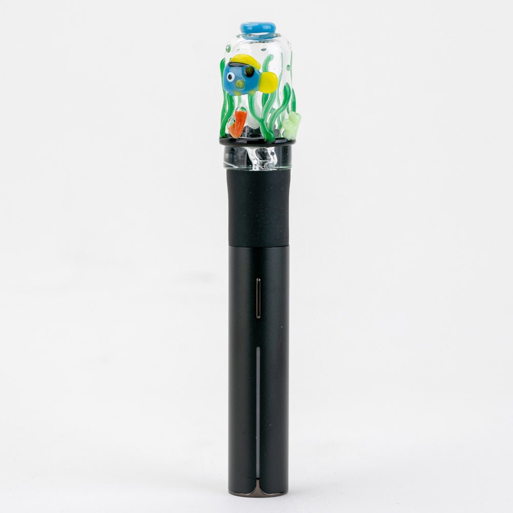 Front view of Under the Sea Puffco Pivot Glass Mouth Piece by Empire Glassworks handmade borosilicate top.
