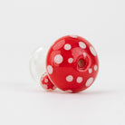 Top view of the red mushroom Puffco Pivot glass mouthpiece