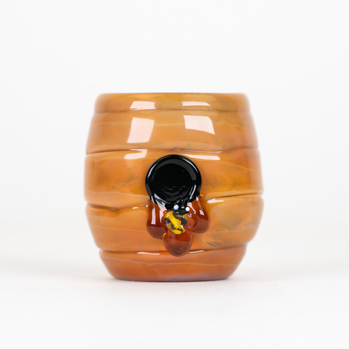 Honey-colored Save the Bees glass attachment for the Puffco Proxy Core