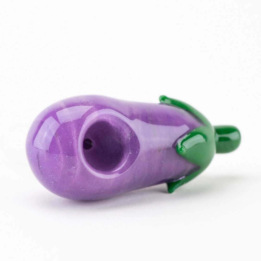 Purple eggplant flower bowl made for compatible dry herb water pipe setups