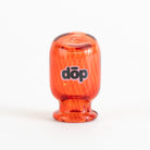 Profile view of red glass pivot side piece