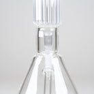Detailed view of the signature vertical ribbed glass neck and architectural design of the Crystal Beaker Bong
