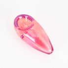 Pink handmade glass pipe with translucents effects on a white background
