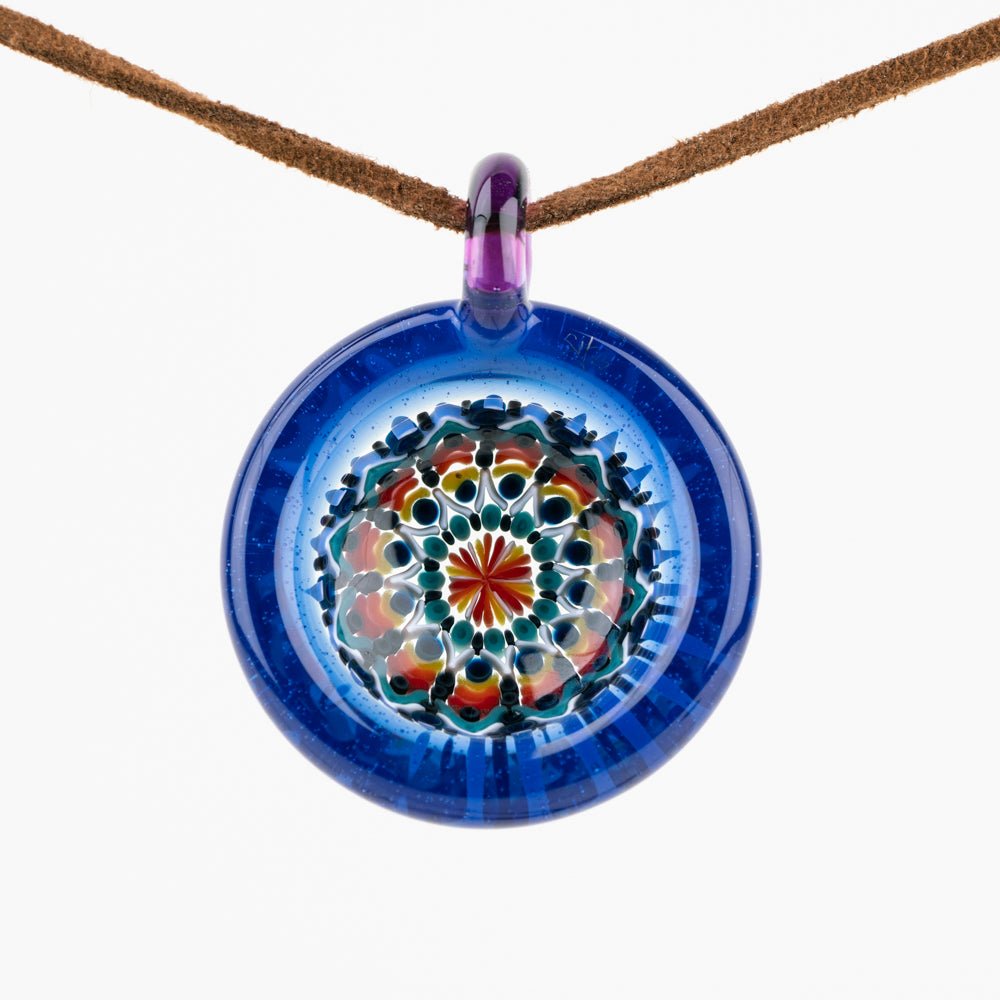Steven H. Glass Blue Fire Line Implosion Pendant - Empire Smokes