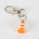 Traffic cone glass Puffco charm with orange and white stripe detail