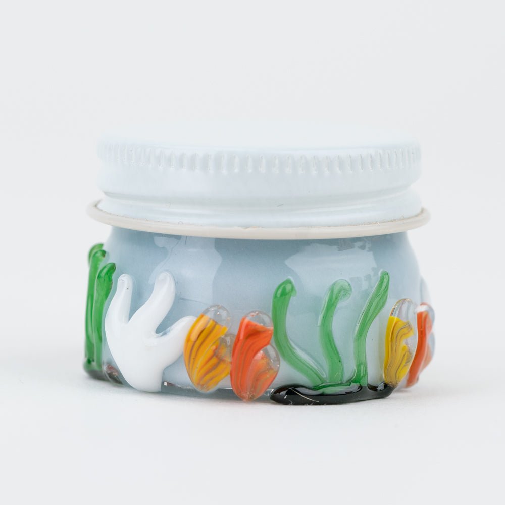 Under the Sea glass terp jar with coral, sea grass, and tropical fish accents