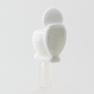 White glass bowl piece with bathroom-inspired shape and compact design