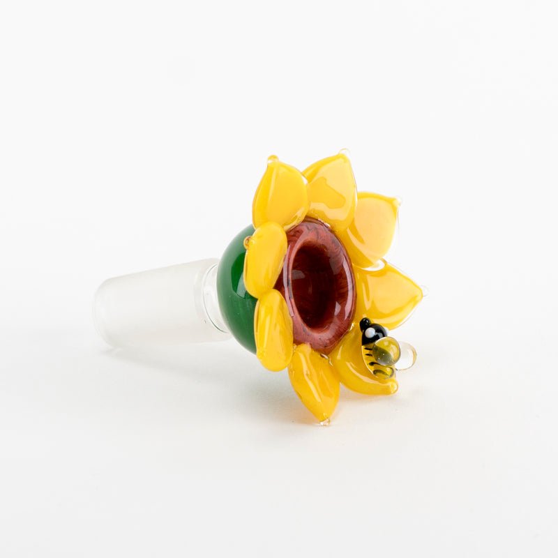 Bright yellow flower bowl piece with layered glass petals