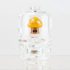 Yellow Mushroom Puffco Peak dry top attachment with clear glass and yellow mushroom detail