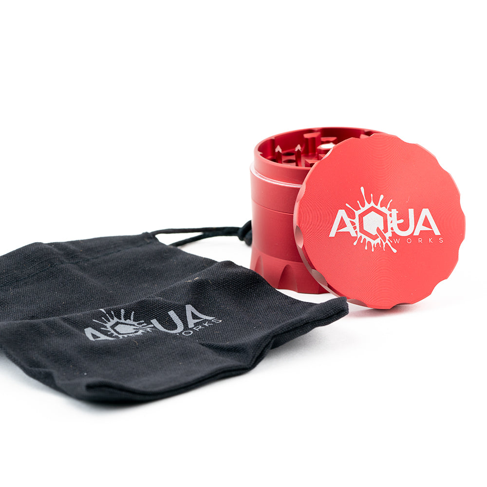 Aqua Works Glass 4 Piece Grinder Red