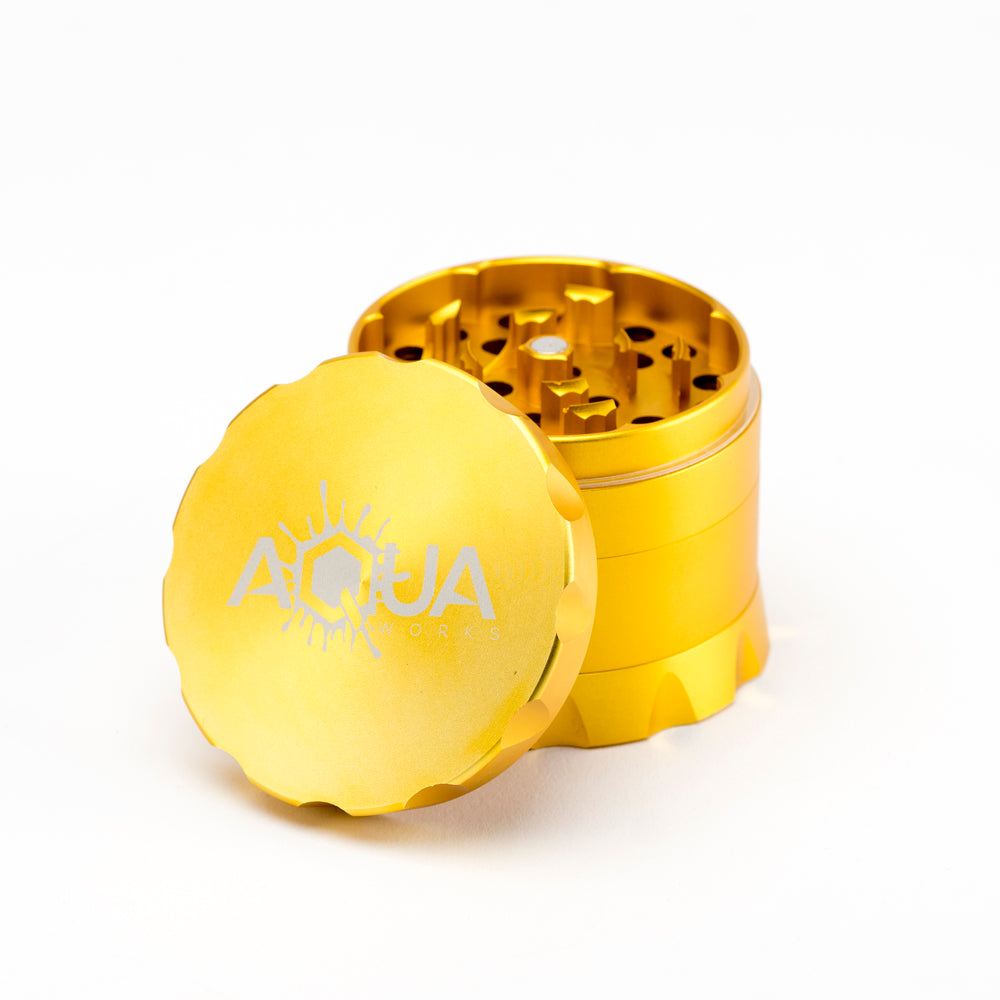 Aqua Works Glass 4 Piece Grinder Gold