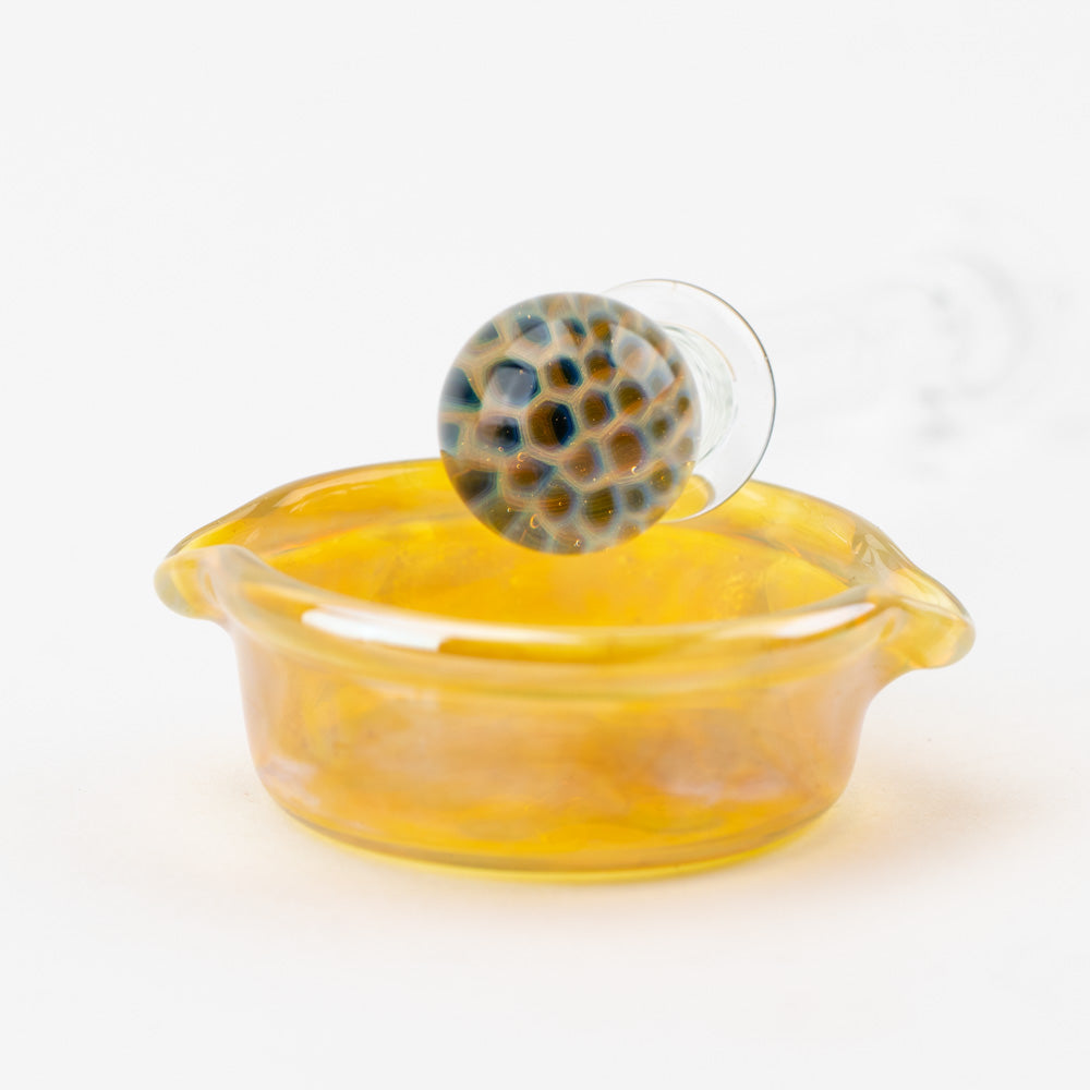 Honeycomb Fumed Dish & Dabber Home Blown Glass @homeblownglassaz