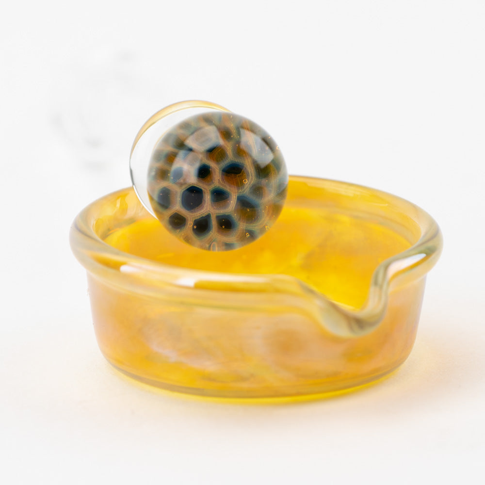 Honeycomb Fumed Dish & Dabber Home Blown Glass @homeblownglassaz