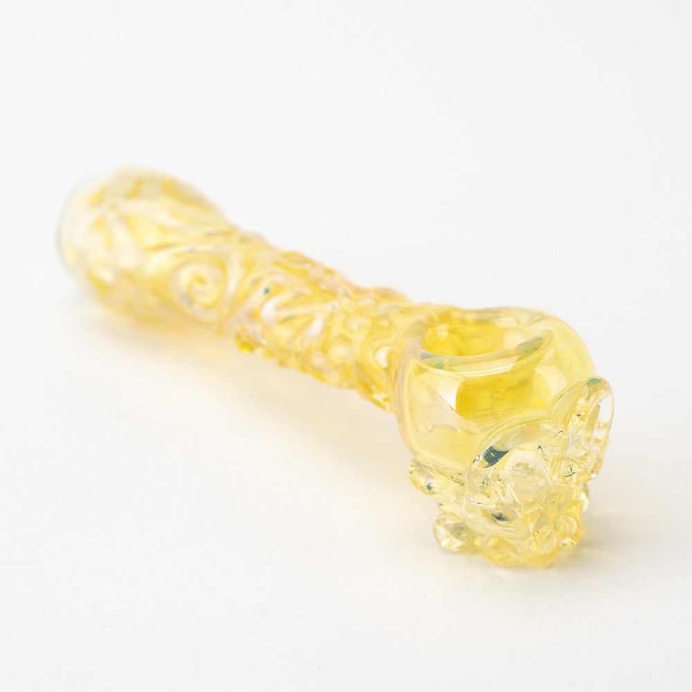 Silver Fuming Skull Dry Pipe Home Blown Glass