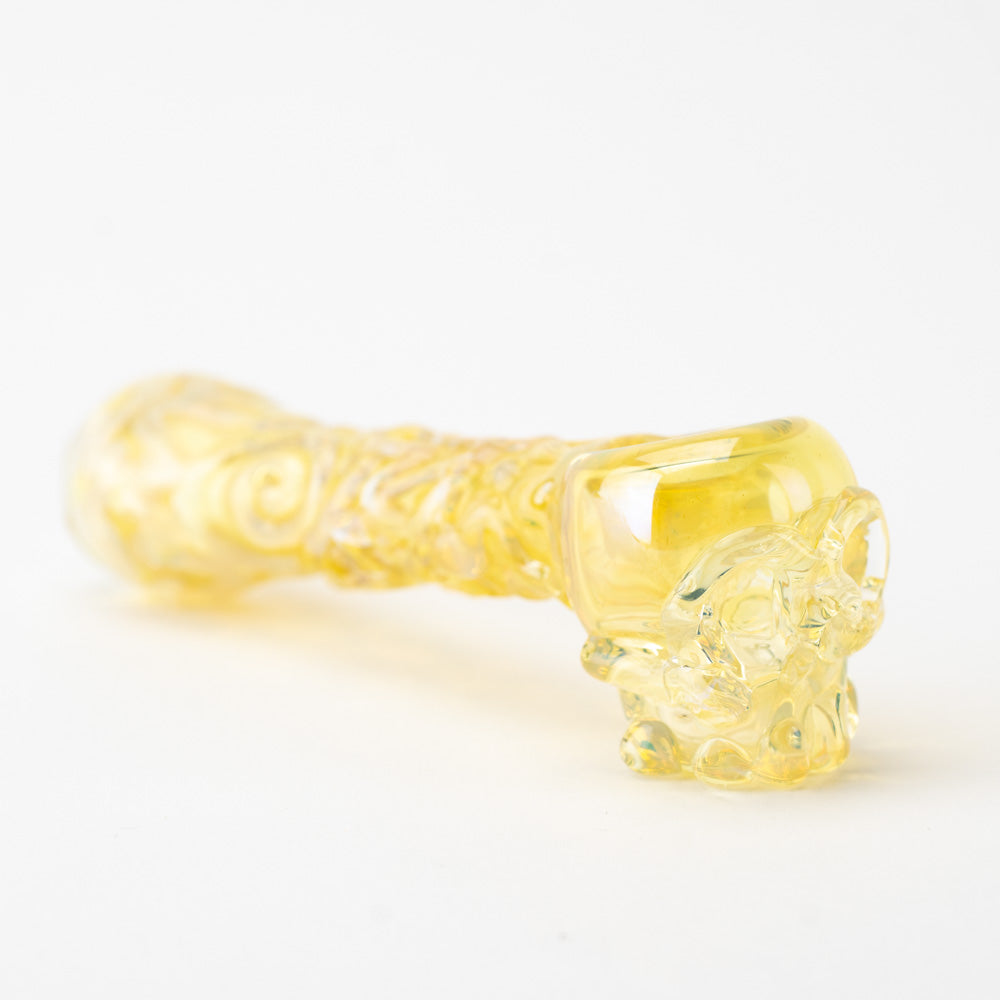 Silver Fuming Skull Dry Pipe Home Blown Glass