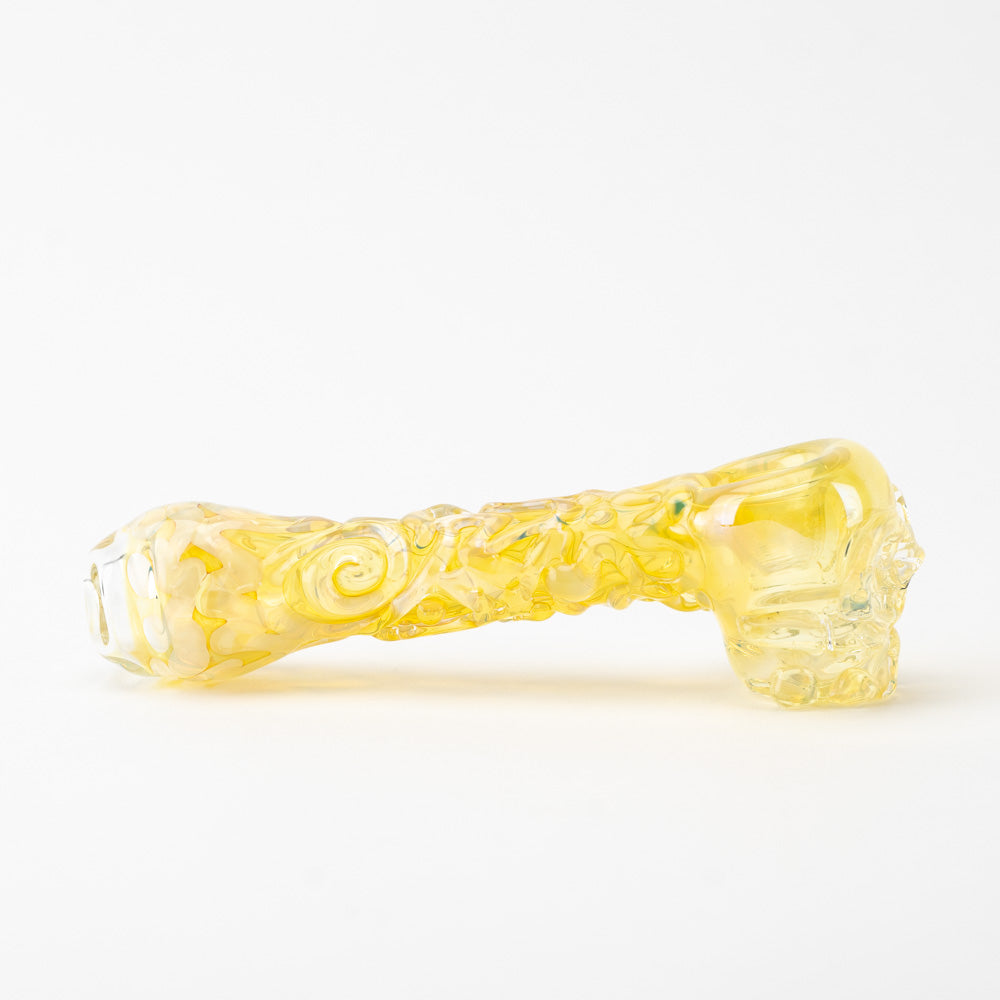 Silver Fuming Skull Dry Pipe Home Blown Glass