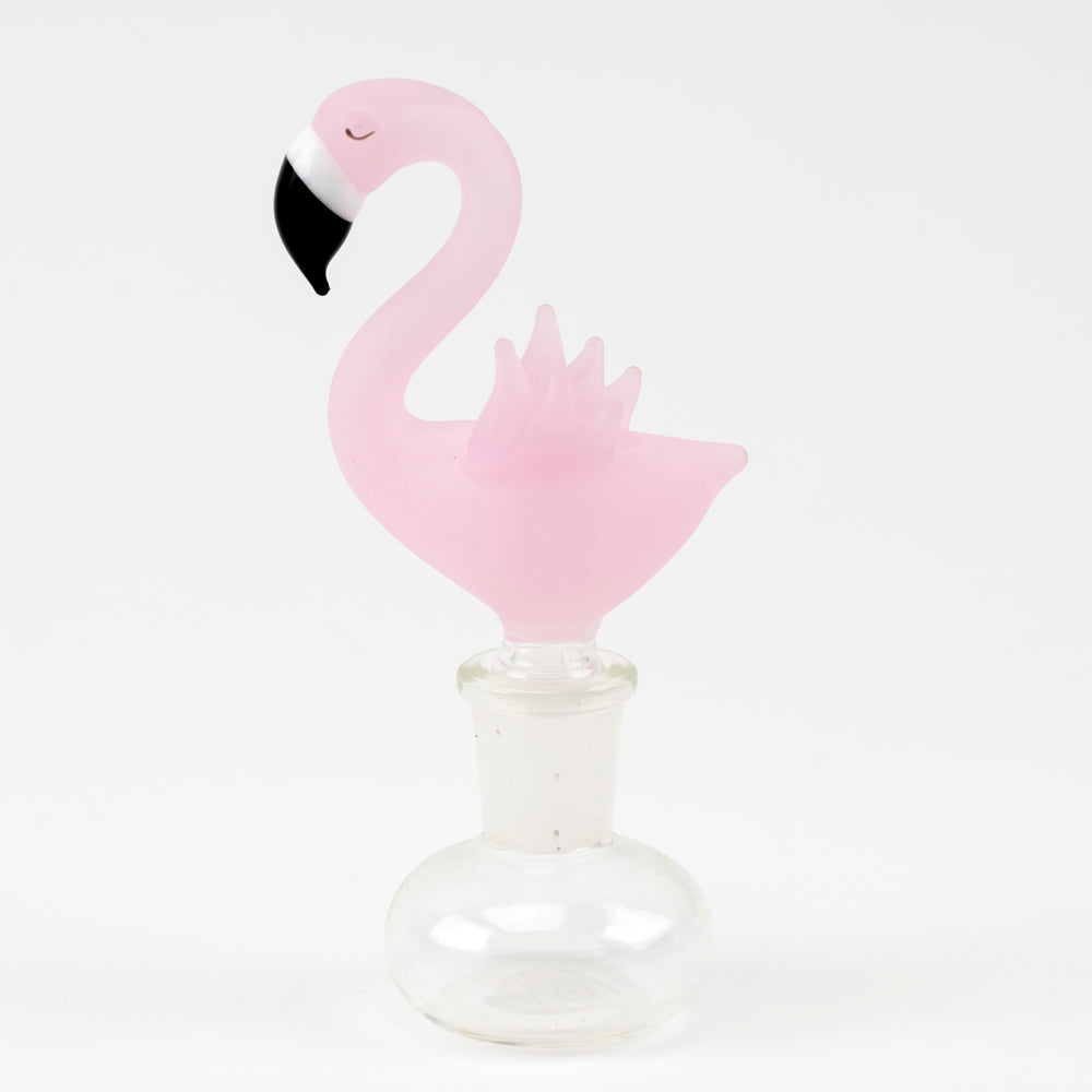 Frosted Flamingo Bowl Piece Empire Glassworks