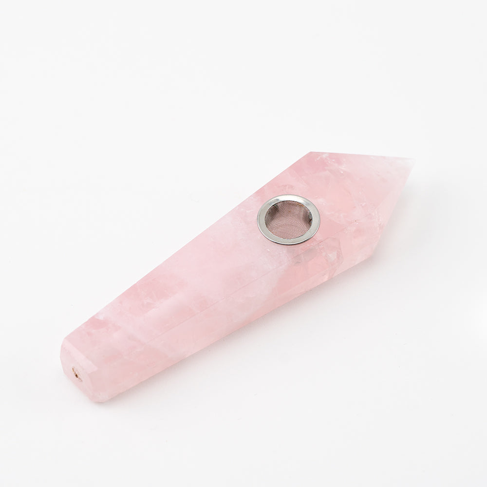 Rose Quartz - Gemstone Crystal Dry Pipes