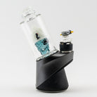 "Avenge the Arctic" Puffco Peak Glass Attachment Empire Glassworks. Puffco glass attachment sits on top of a PuffCo Pro device. A Puffco glass carb cap sits on top of the PuffCo atomizer. 