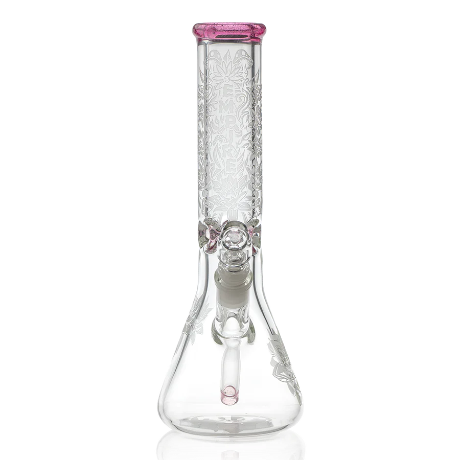 Frosty Floral Beaker Empire Glassworks Experimental Magenta