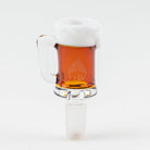 Empire Glassworks Beer Mug Bowl Piece with amber glass body and white foam detail