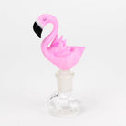 Empire Glassworks Frosted Pink Flamingo Bowl Piece with curved neck and black beak