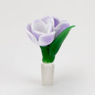 Empire Glassworks Lavender Tulip Bowl Piece with pale purple petals and green glass stem