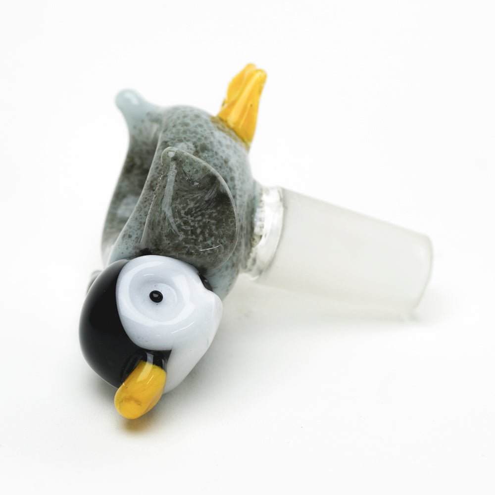 Front view of the Empire Glassworks penguin bowl with oversized eyes