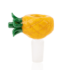 Empire Glassworks Pineapple Bowl Piece with yellow glass fruit body and green leaf detail