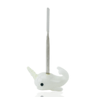 Empire Glassworks Radioactive Narwhal Dabber with white glass narwhal body and metal working end