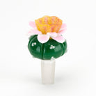 Empire Glassworks UV Peyote Bowl Piece with green cactus base and pink flower petals