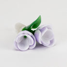 Front view of a lavender tulip glass bowl with layered flower petals